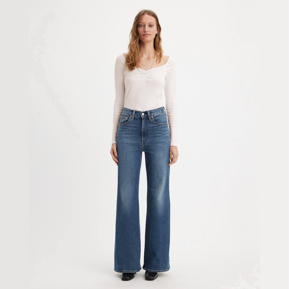 Levi's Ribcage Bell Jeans Dark Wash Super High Rise Flare Denim Size 32